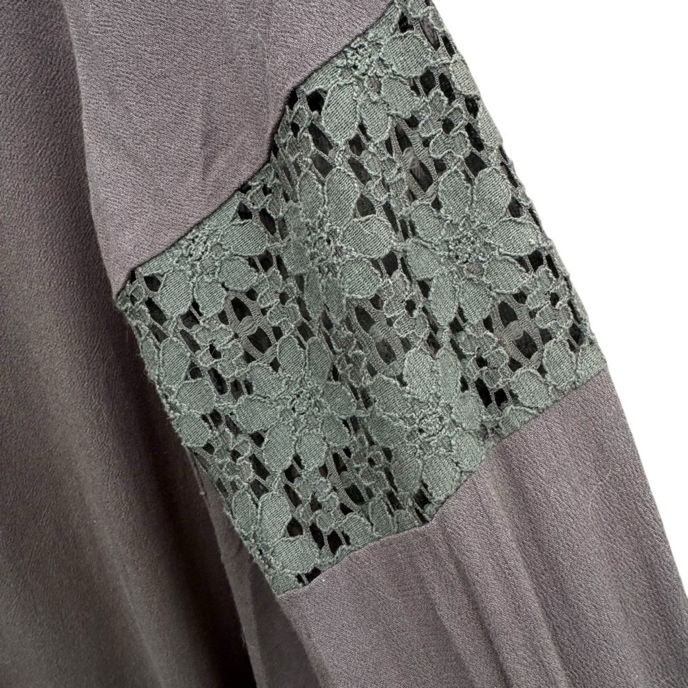 Altar'd State Green Ruffled Embroidered Tunic 3/4 sleeve - Picture 13 of 16